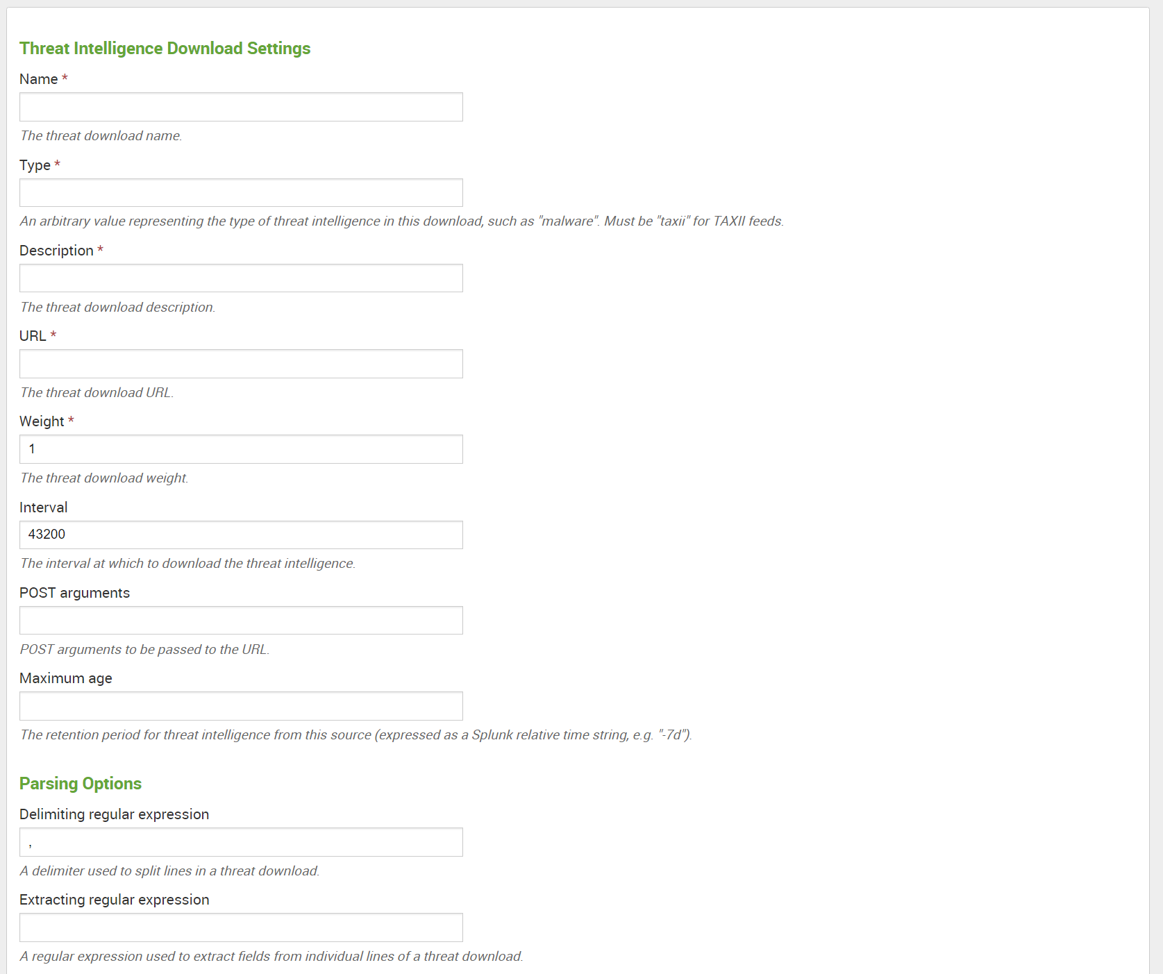 Threat Intel Settings